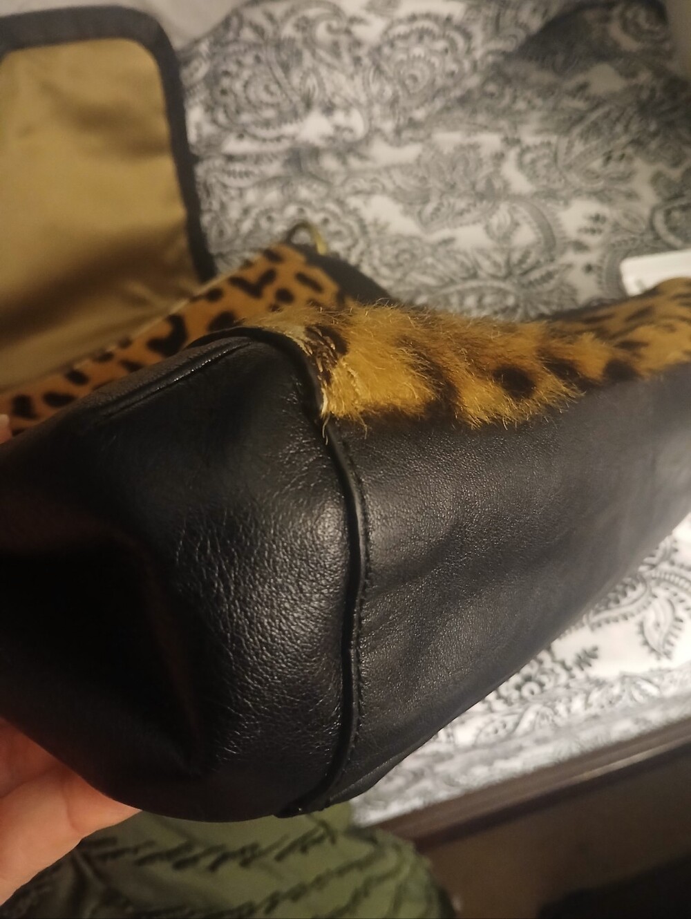Coach Leopard Print Satchel in Black and Tan - Picture 13 of 16